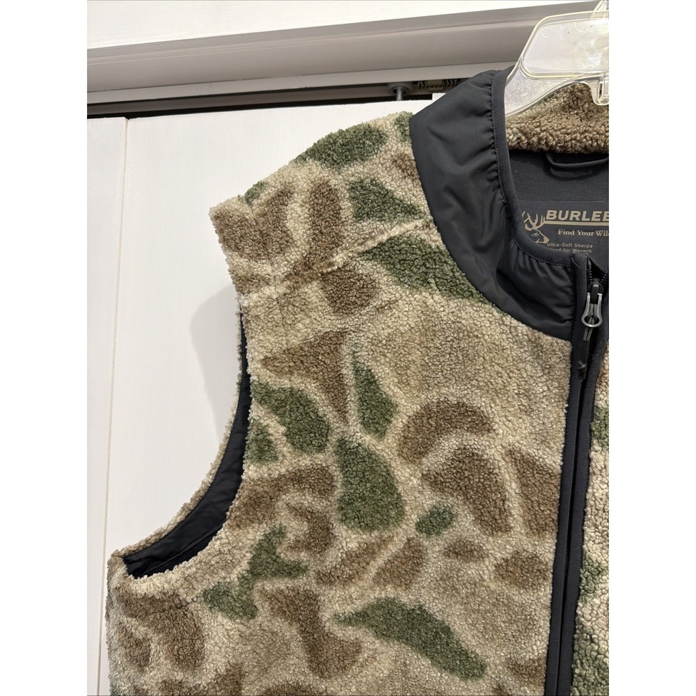 BURLEBO Men's XXL Sherpa Vest Alpine Camo Find Your Wild Full Zip Lined Hunting - Picture 5 of 9